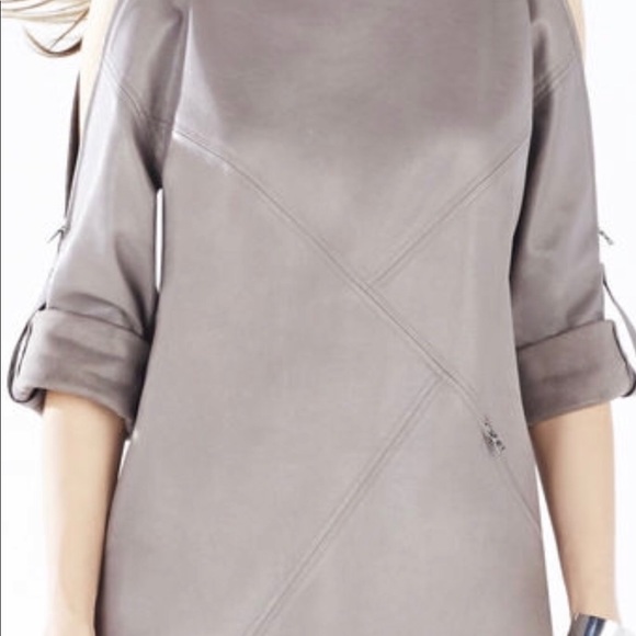 BCBG Yana Zip-Shoulder Faux-Leather Dress - Picture 7 of 7